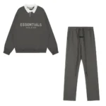 Essentials Waffle Henley Rugby Off Black Tracksuit